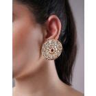 Gold Toned Handcrafted Brass Kundan Stud Earrings
