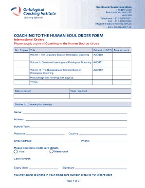 Fillable Online COACHING TO THE HUMAN SOUL ORDER FORM Fax Email Print ...