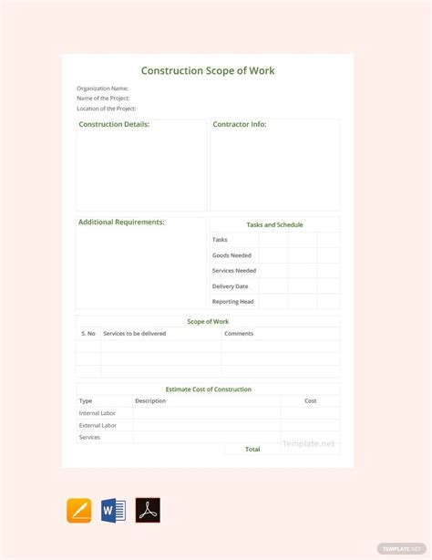 Image result for Construction Scope of Work Example