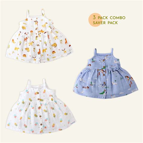 Sleeveless Muslin Cotton Frock with Bow (0m to 4years) Tiny Tales Comb ...