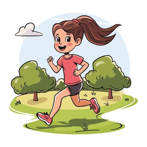 Illustration of a girl jogging in the park | Premium AI-generated vector