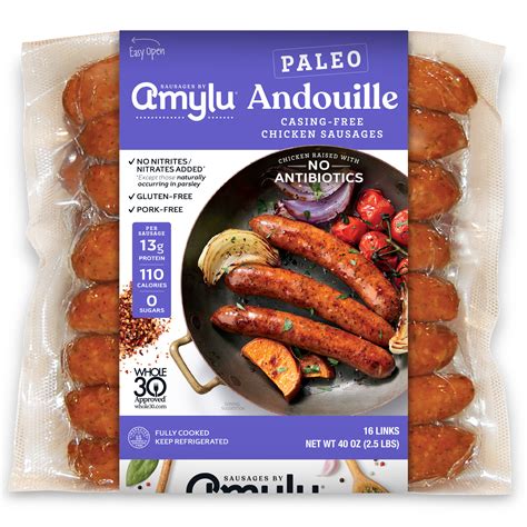 Paleo Andouille Chicken Sausage, Club Pack - Amylu Foods