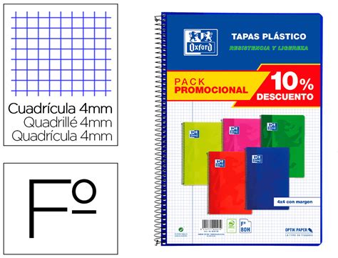 PAPELERIA SANCHEZ | CUADERNO ESPIRAL OXFORD TAPA PLASTICO FOLIO 80 ...