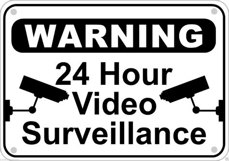 24 Hour Video Surveillance Warning Sign Aluminum Metal Home Business S ...