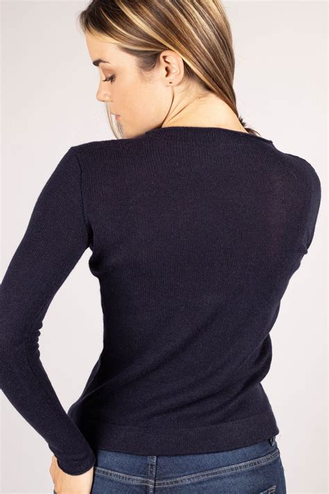 Slim Fit Cashmere Sweater KAREN – 100% Italian 1-Ply Navy - Krista Elsta