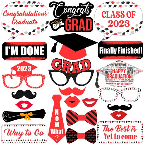 Buy KatchOn, Graduation Photo Booth Props Red 2024 - Pack of 23 ...