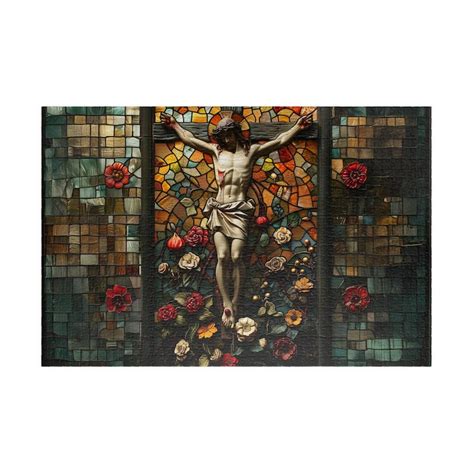 Stained Glass Crucifix Puzzle Catholic Christian Art, Challenging 1014 ...