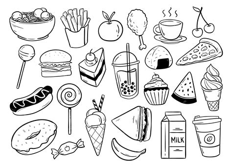 Healthy Snack Black And White Clipart