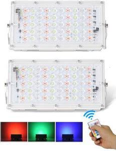 ESN 999 2Pcs RGB Party - 50W Brick Remote IP65 LED Flood Light Outdoor ...