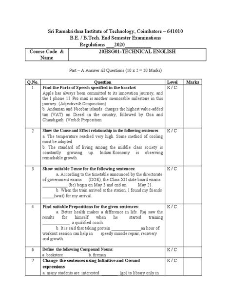 Question Paper Template | PDF | Part Of Speech | Linguistics
