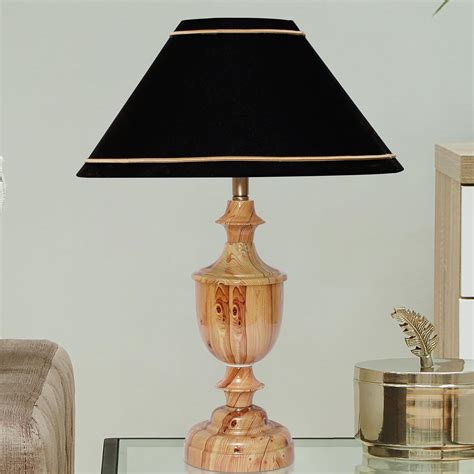 Buy Lamps Crafts Ceremic Look Trophy Side Table Lamp Wooden Finish 52cm ...