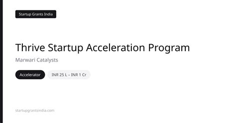 Thrive Startup Acceleration Program – Up to ₹1 Cr | Startup Grants India