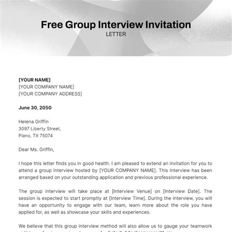 Invitation For Group Interview at Robert Bence blog