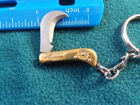 Miniature vintage hawk bill knife - key chain - NOS - Sharp, Fully ...