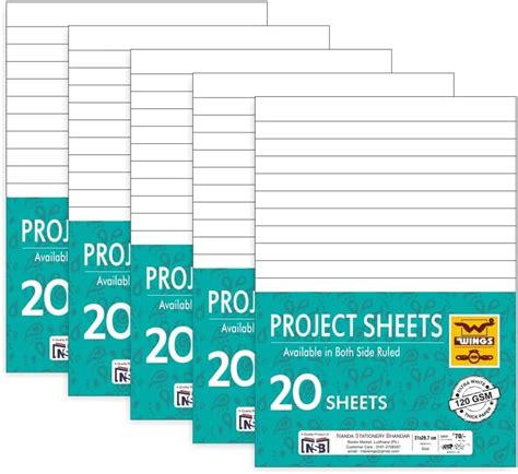 Wings A4 Project Sheets for Project, Assignment, Practical, Homework ...