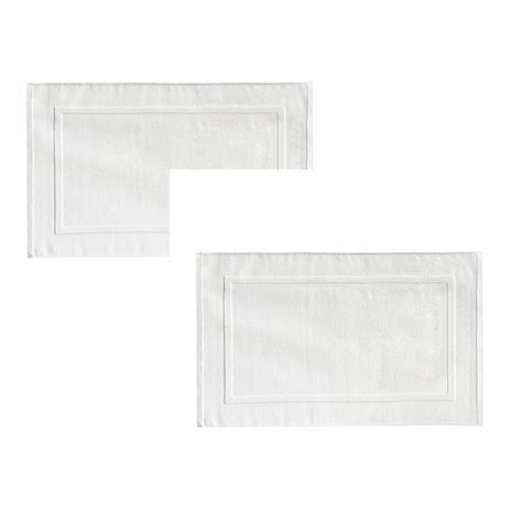 2PCS White Cotton Classic Rug Bath Mats Absorbent Cotton Hotel Spa ...