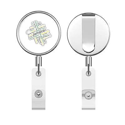 Buy Jamaica Cities Map Retractable Reel Chrome Metal Badge ID Card ...