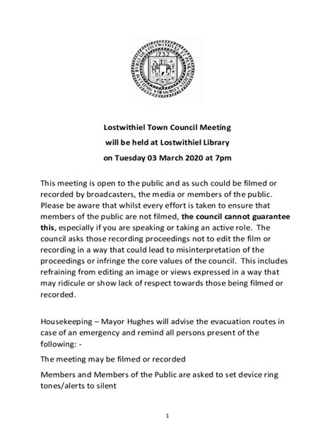 Fillable Online www.lostwithieltowncouncil.gov.ukmeetingsMeetings of ...