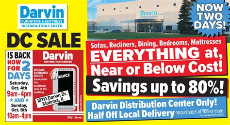 Oct 4 | Darvin Furniture & Mattress Distribution Center opens to the public for 2 days only ...