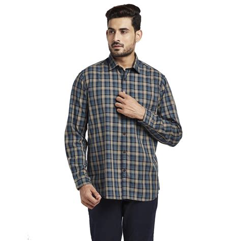 Men Grey Tailored Fit Checks Cotton Full Sleeve Shirts – MyRaymond