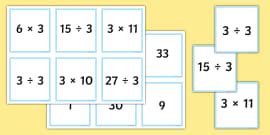 Multiplication and Division Facts for the 6 Times Table Matching Cards