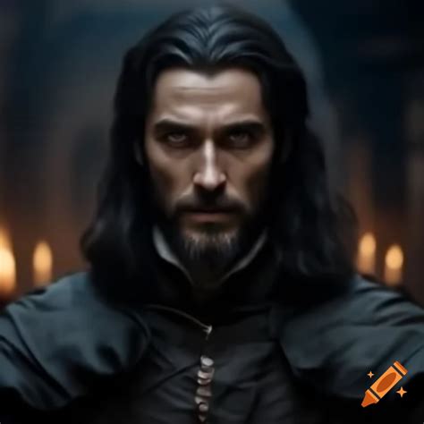 Portrayal of a rich medieval lord with a sharp jawline on Craiyon