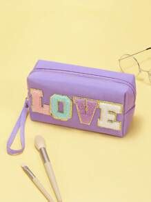 Letter Decor Square Waterproof Makeup Bag | SHEIN USA
