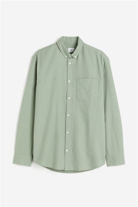 Regular Fit Oxford Shirt - Sage green - Men | H&M US