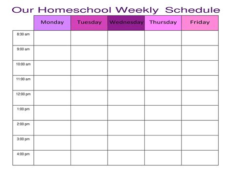 Free Printable Homeschool Schedule Templates [PDF, Word, Excel]
