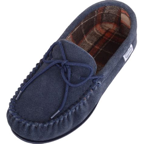 Men's Suede Moccasin Slipper - Soft Step - Cotton Lining - Snugrugs