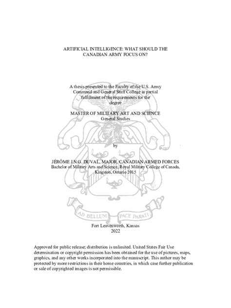 Fillable Online Artificial Intelligence. The Canadian Army acknowledges ...