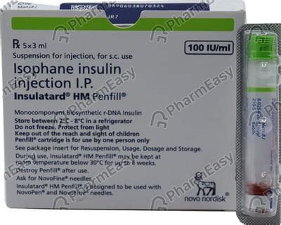Insulatard Hm Penfill 100 IU/ML Suspension For Injection (3): Uses ...
