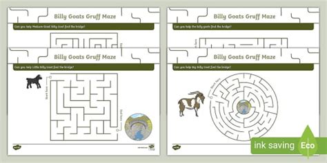 The Three Billy Goats Gruff Pencil Control Maze Activity Pack
