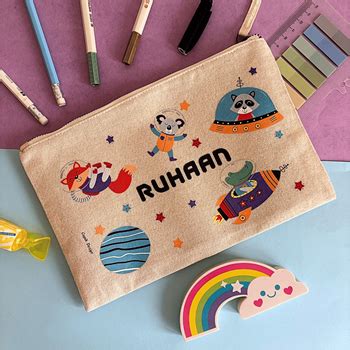 Astro Animals Personalized Eco-Friendly Cotton Canvas Pouch for school ...