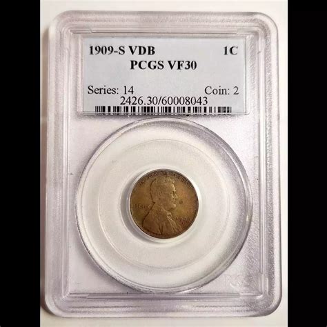 1909-S VDB Small Cents Lincoln, Wheat Ears Reverse PCGS VF-30 BN - Bob ...