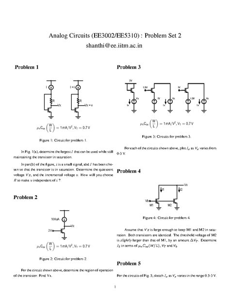 Analog Circuits: Problem Set 2 - Assignment #2 Solutions - Studocu