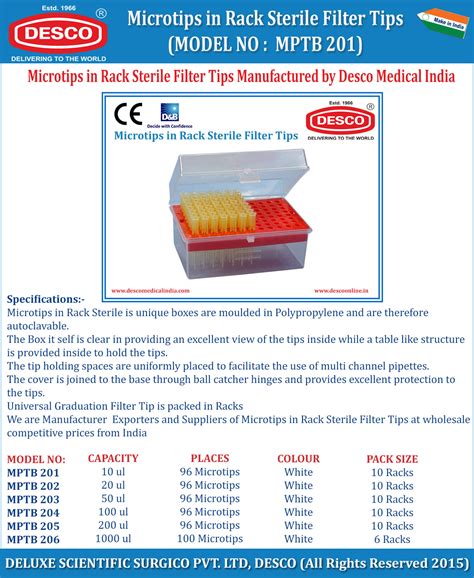 Microtips In Rack Sterile Filter Tips | Manufacturer, Exporter ...