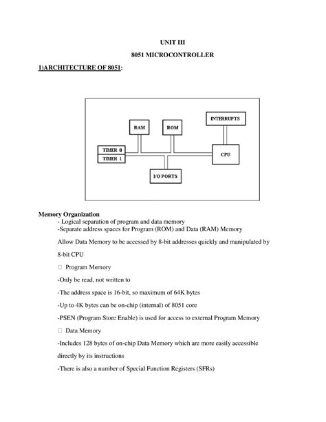 8051 Microcontroller - UNIT III 8051 MICROCONTROLLER 1)ARCHITECTURE OF ...
