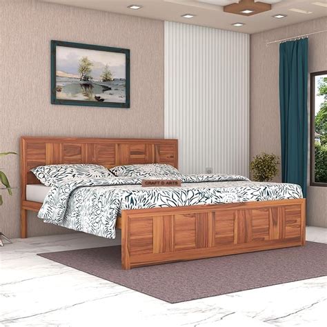 CRAFT D ARTS Sheesham Wood King Size Double Bed Without Storage Wooden ...
