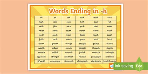 Words Ending in -h Word Mat (professor feito) - Twinkl