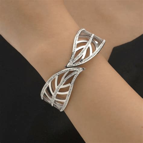 Artklim Silver Plated Studded Designer Bangle Bracelet