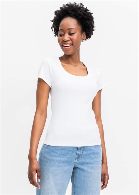 Ribbed Scoop Neck Cotton T-shirt | Woolworths.co.za