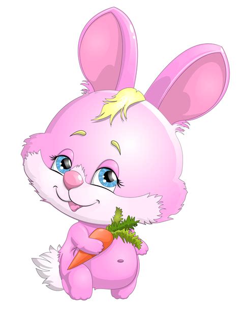Easter Bunny Rabbit Cuteness Clip art - Cute Pink Bunny with Carrot PNG ...