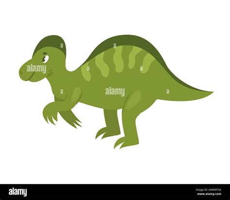 Cute green dinosaur. Prehistoric animal, jungle reptiles group ...