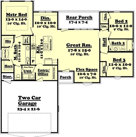 Ranch Style House Plan - 3 Beds 2 Baths 1500 Sq/Ft Plan #430-59 Main ...