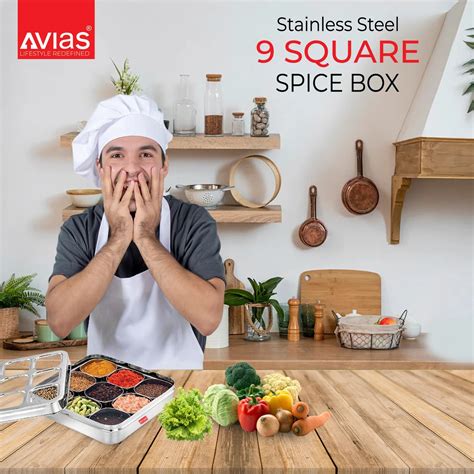 AVIAS 9 Compartments Stainless Steel Spice Box/Dry Fruit Box – Avias world
