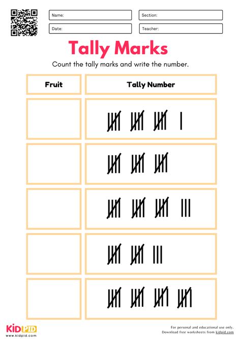 Tally Marks and Numbers Worksheet For Grade 1 - Kidpid