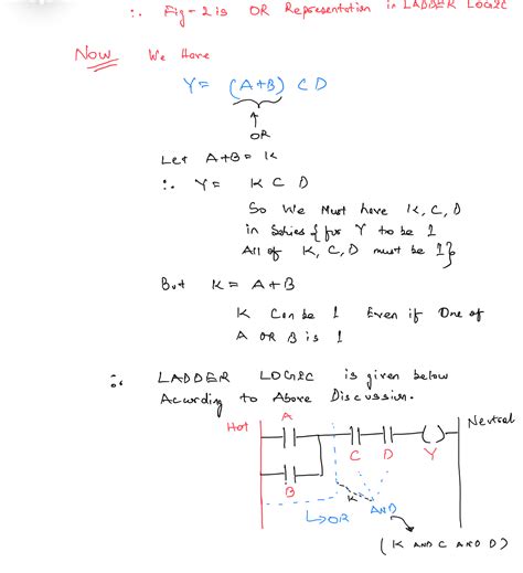 [Solved] Express the following in ladder logic, Y=(A+B)CD. | Course Hero