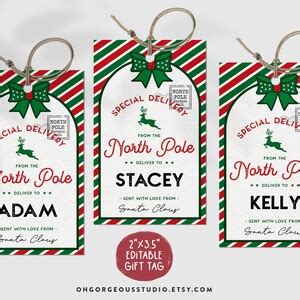 Printable North Pole Special Delivery Tag: Editable Santa Gift Tag ...