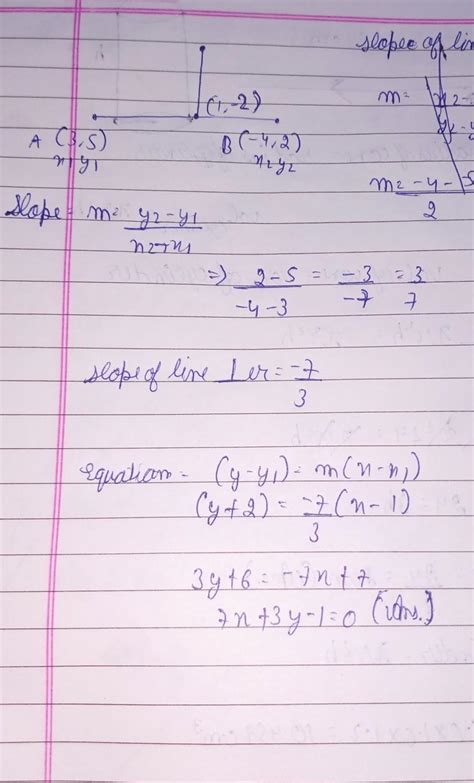 Find the equation of the straight line passing through (1,-2) and ...